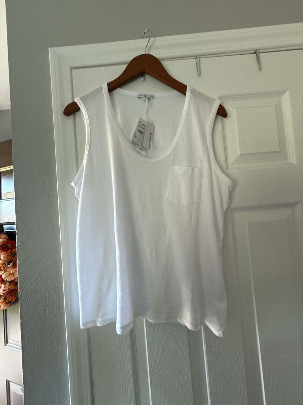 James Perse Pocket Tank Size 3 White Cotton New with Tags